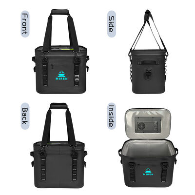 Black 30CAN Soft Cooler Bag With A Built-In Cooler Unit That Can Provide Heating Or Cooling