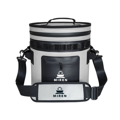 25 Can Dark Gray Round Cooler Leakproof and Waterproof Soft Cooler Bag for Outdoor Adventures